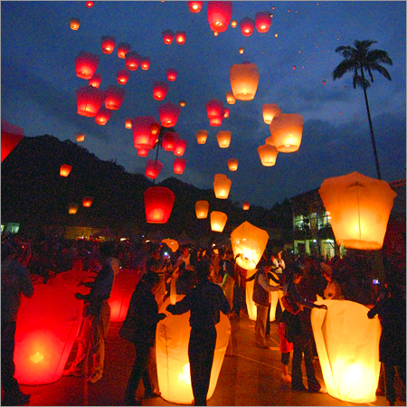 Wish Lanterns - Paper 36x24 Inches Red, Biodegradable Sky Lantern, Candle Fuel, Easy Use