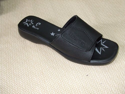 Black Leather Slippers