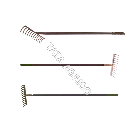 Garden Rake - Stainless Steel Head 330 mm Width , Tubular Steel Handle 1255 mm Length , Powder Coated Finish , Durable Design for Hard Surface Use