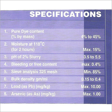 Specifications for Lake colors