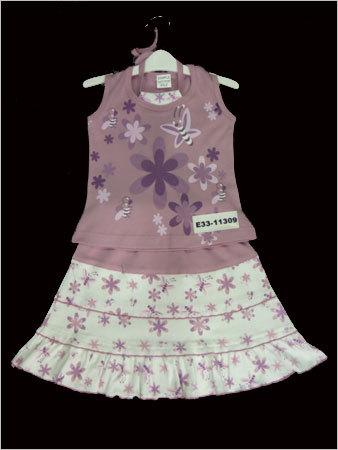 Fancy Top With Skirt - Cotton Purple | Lightweight Floral Print Two-Piece Set Stylish Comfortable