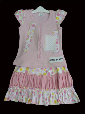 Girl Skirt Top Set - Cotton, Various Sizes, Pink | Soft, Elastic Waist, Floral Pattern, Machine Wash