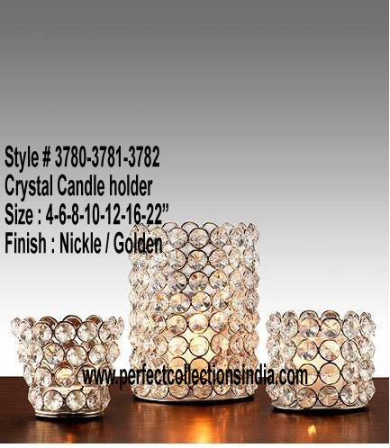 Candelabra - Crystal, Sizes 6-24", Electroplated Chrome, Nickel, Gold, White & Black, Elegant Centerpiece