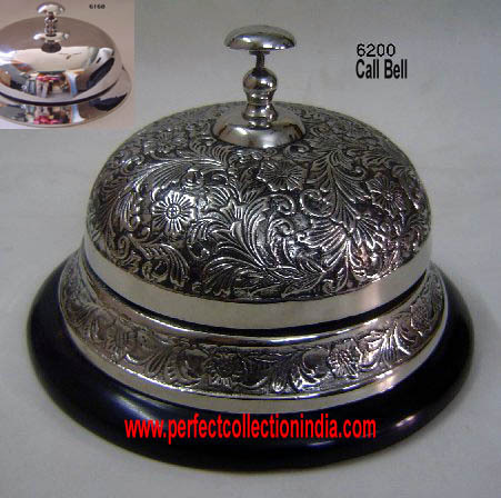 Antique Decorators Decorative Items - Metal & Wood, 5x5x4 Inches, Silver Tone | Elegant Design, Loud 80dB Call Bell