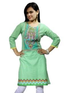 GREEN BEADED COTTON KURTI