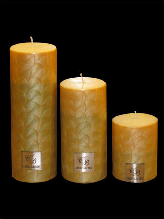 Wax Pillar Candles - Wax, Varied Sizes, Beige, Cotton Wick | Elegant Design, Long Burn Time, Customizable Scent