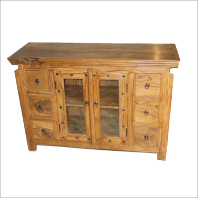 Rustic Carved Wooden Sideboard