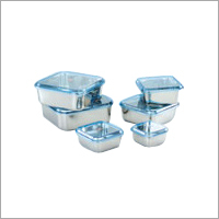 Square Bowl with Blue Lid