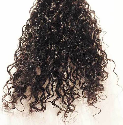 Machine Weft Curly 18 Inches (100gms) - Indian Remy Virgin Hair, Dark Brown, Soft Silky Tangle-Free, Bleachable, Colorable