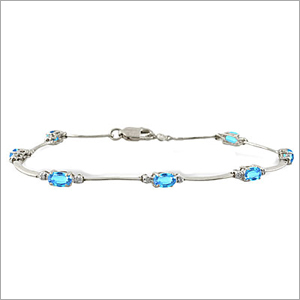 Bracelet - Sterling Silver, 7-8 Inches, Polished Finish | Lobster Clasp, Elegant Design, Topaz Gemstones