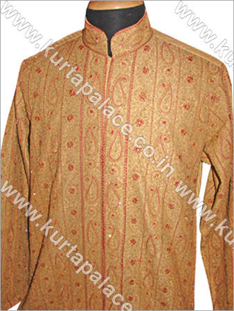 Sherwani Style Jacquard Silk Kurta