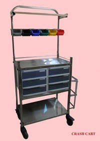 Silver Hospital Crash Cart Trolley