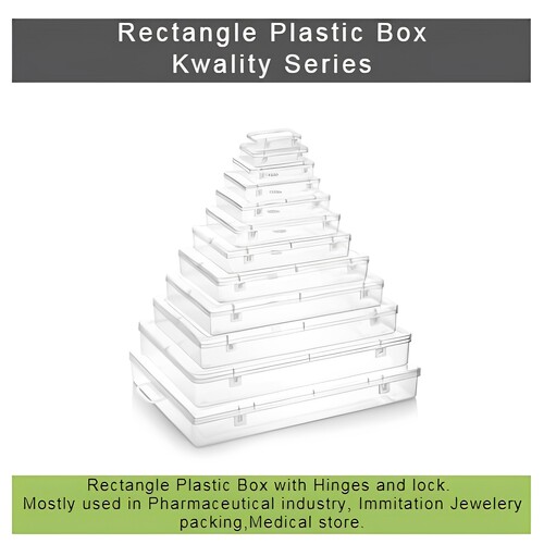 Rectangle Transparent Plastic box with Hinges Kwality