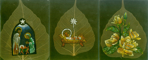 Hand Made Printed Leaf Card