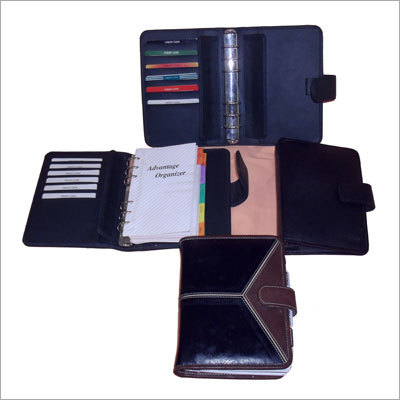 Plain Leather Organiser Diary With Visiting Cards