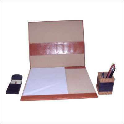 Leather Table Plotter with Pen Stand