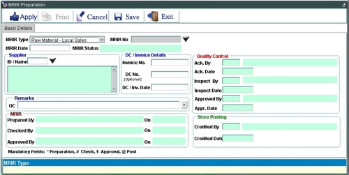 Material Receipt cum Inspection Report