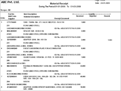 Material Receipts