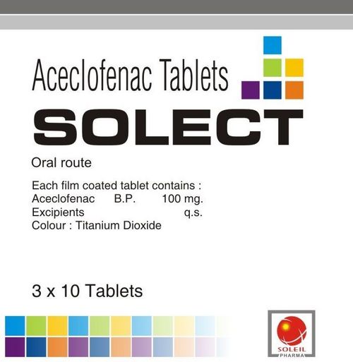 Solect Oral Rute Aceclofenac Tablets