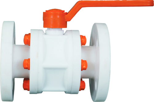 PP Ball Valve - Flange End 3 Piece Design Single Piece Stem Reinforced Ball with PTFE Seat Full Bore for Medium Pressure Industrial Water Applications