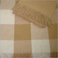 Wool Throws - 100% Wool, 150 Cms X 200 Cms , Camel Check And Camel Solid With Fringe