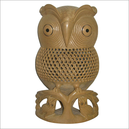 Sandalwood Jali Owl Statue