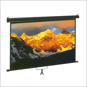 Manual Projector Screen - 80 Inch Diagonal, Matte White Fabric, High Gain with Automatic Locking Device, Easy Installation for Education and Corporate Use
