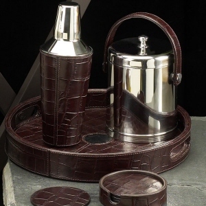 Croco Leathrette Bar Set