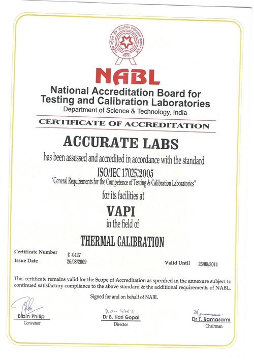 Certificate of Thermnal of NABL
