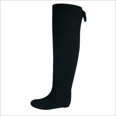 Black Nappa Leather Long Boots