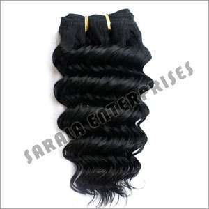 Machine Weft Hair - Human Hair, 12-24 Inches, Black | Durable, Easy to Use, Hygienic, Soft Texture, Natural Shine, Deep Wave, 100g