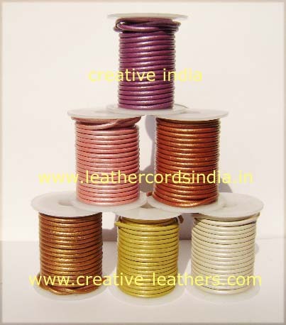 Metallic Round Leather Cords