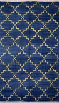 नीला और पीला सूती बोहेमियन गलीचा