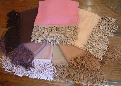 Cashmere Stole With Suede Fringes