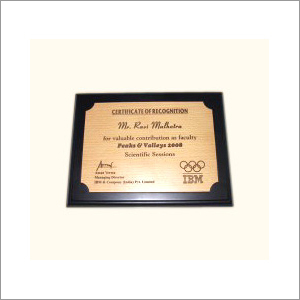 Certificate Award Plaque