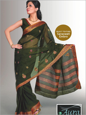 Texture Saraswati Embro Saree