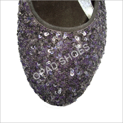 Ladies Designer Footwear - Fabric and Sequins, Multiple Sizes, Dark Purple Color | Slip-On Closure, Stylish Look, Elegant Design, Perfect Finish, Durable Material