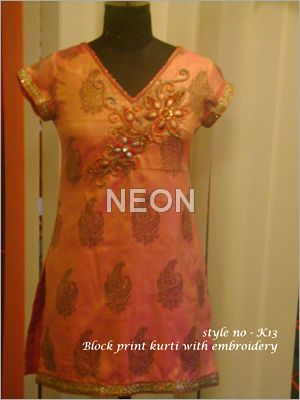 Embroidered Block Print Kurti