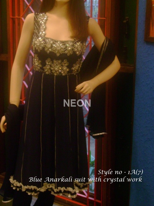 Blue anarkali suit