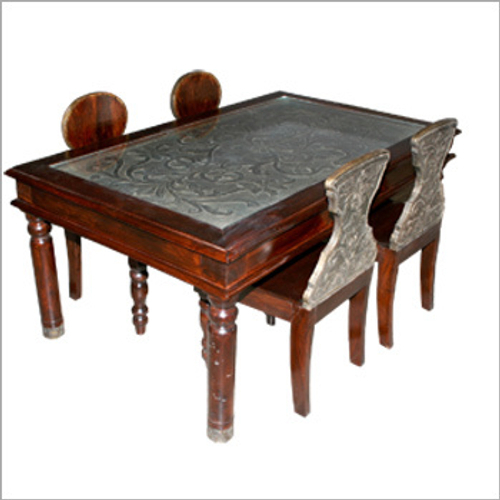 White Metal Fitted Dining Set