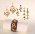 22K Gold Bracelet/Earring With Polki Diamond/Ruby