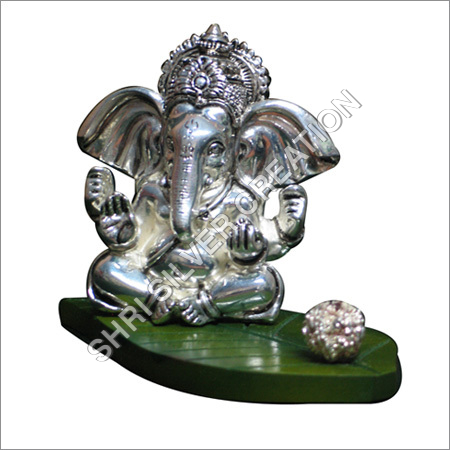 Silver Plated Ganesha on leaf