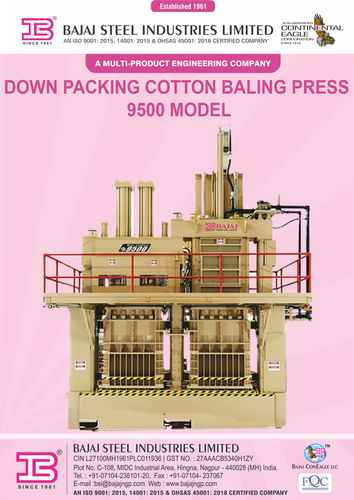 Down Packing Cotton Baling Press 9500 Model