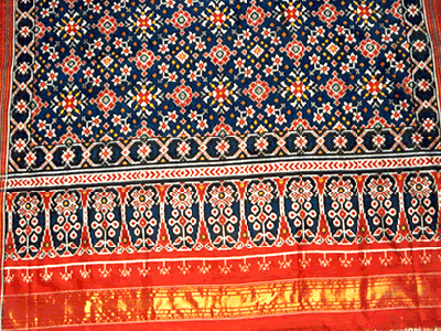 Orange And Black Original Patan Patola Sarees