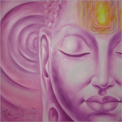 Paintings Of Buddha - Canvas Oil, Variable Dimensions, Purple | Serene Aesthetic, Matte Finish, Spiritual Ambiance