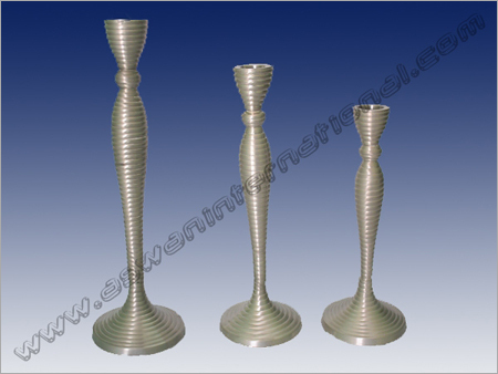 Ribbed Embossed Candle Holder Set