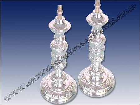 Round Embossed Table Lamp - Brass, 12.5cm Diameter x 27cm Height, Silver Plated Finish, Elegant Design
