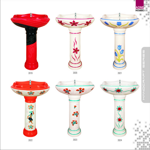 Ceramic Multi Double Color Design Wash Basin Pedestal
