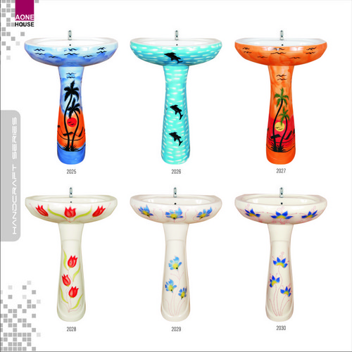 Ceramic Multi Double Color Design Wash Basin Pedestal