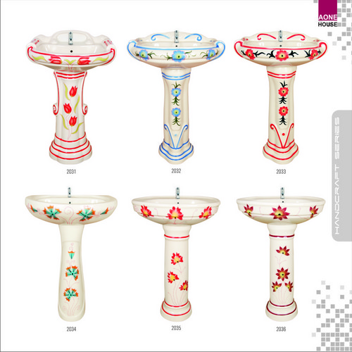 Multi Color Design Wash Basin Pedestal
